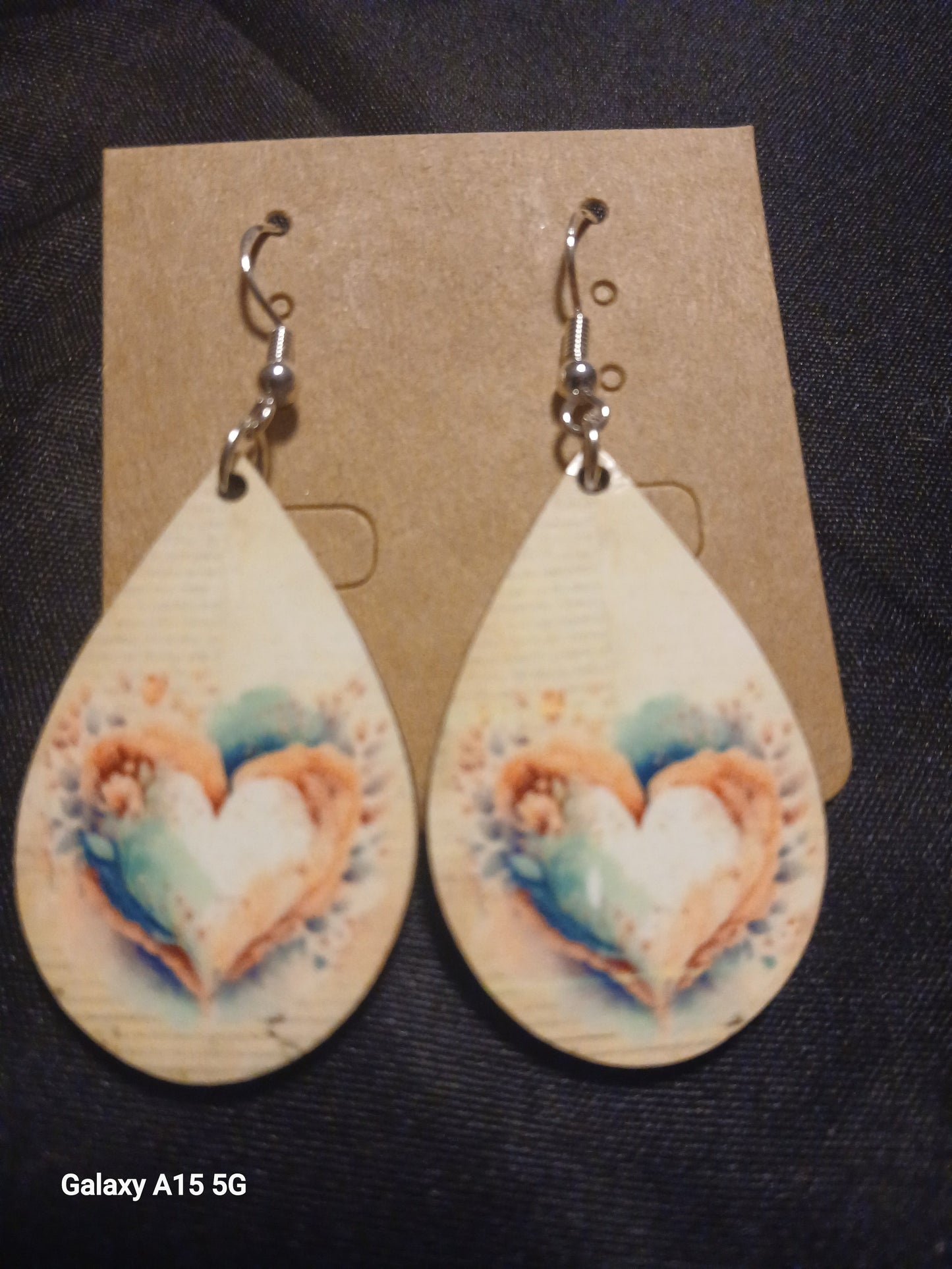 Seashell Heart Wooden Teardrop Earrings