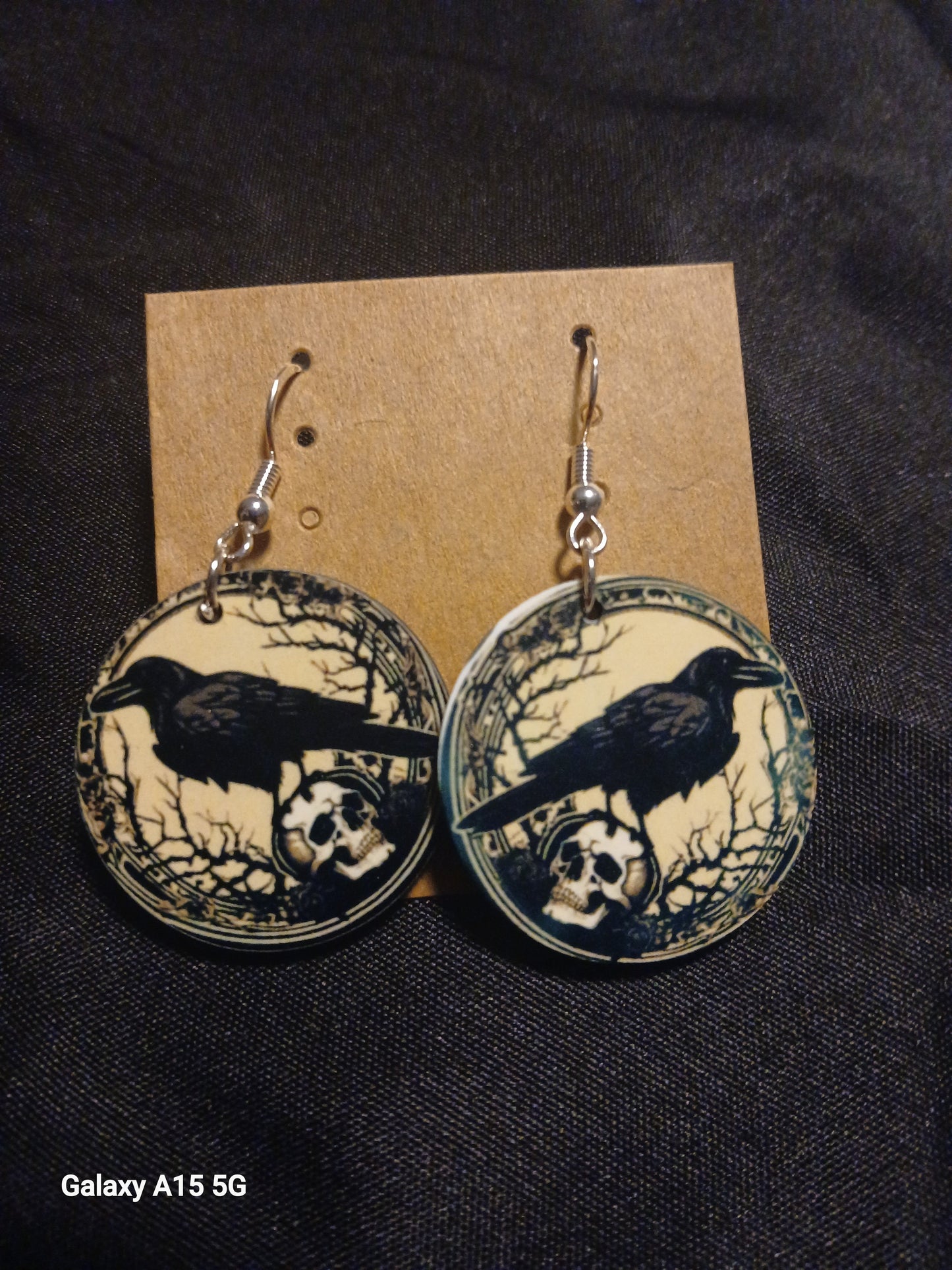 Raven & Skull Wooden Earrings